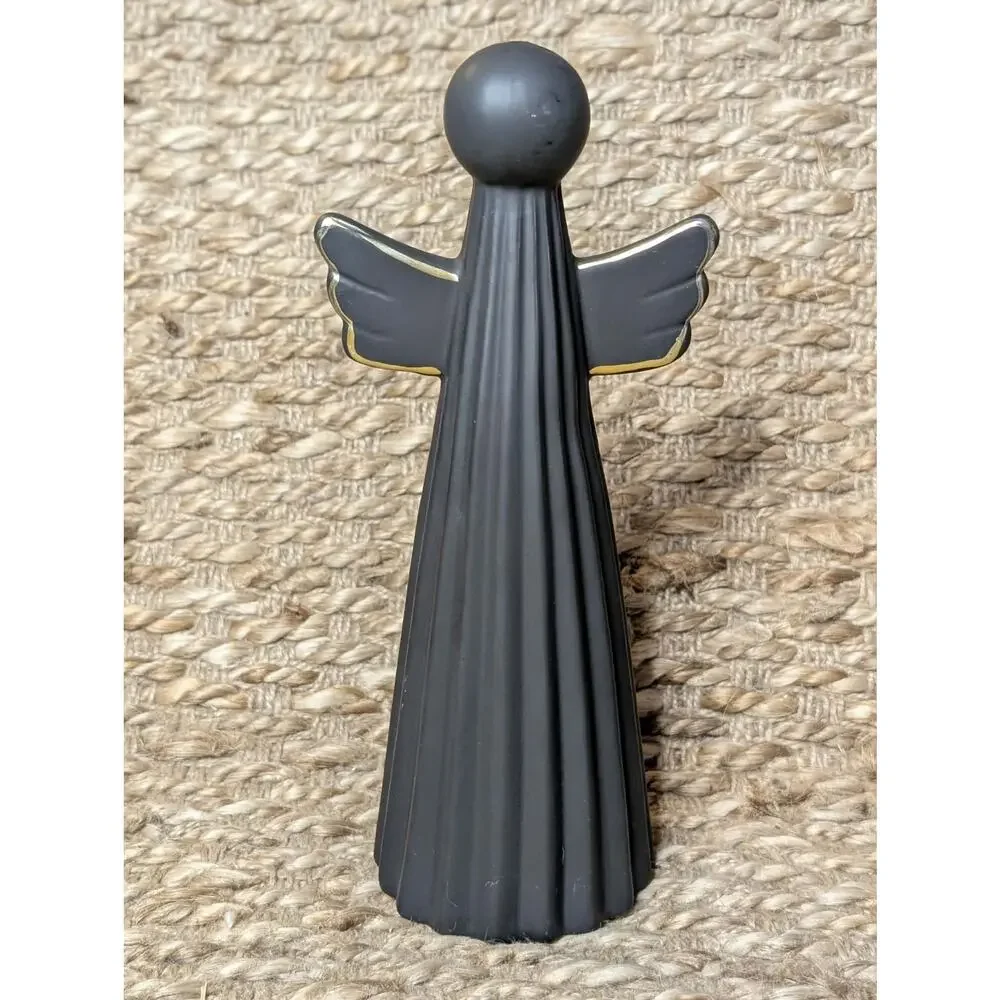 NEW! Black Guardian Angel Statue Ceramic Christmas Figurine Holiday Decor